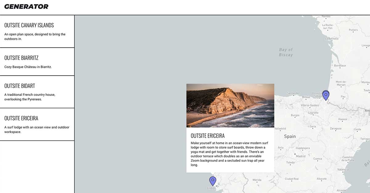 An interactive map for HubSpot CMS website and landing pages.